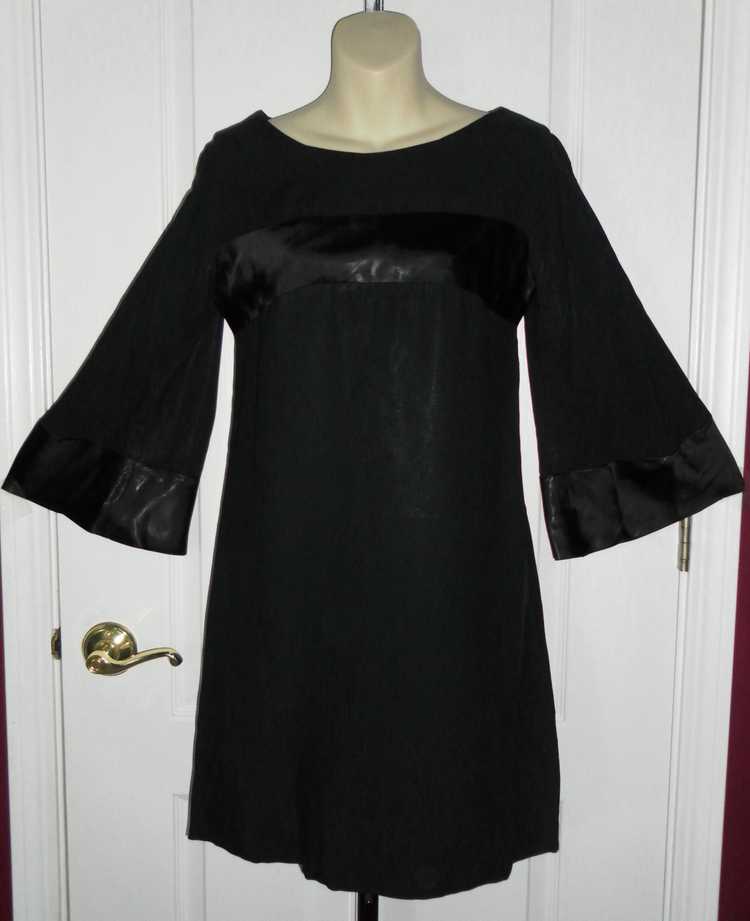 Vintage 1960's Formal Black Bell Sleeve Mini Dres… - image 2