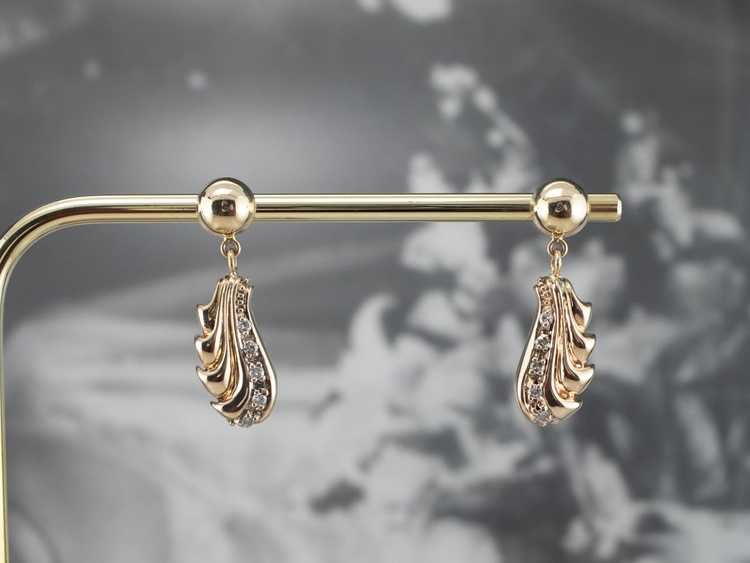 Vintage Cascading Diamond Gold Drop Earrings - image 8