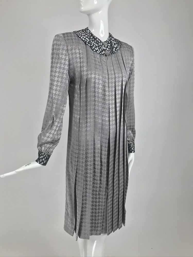 Vintage James Galanos Couture Pleated Print Dress… - image 5