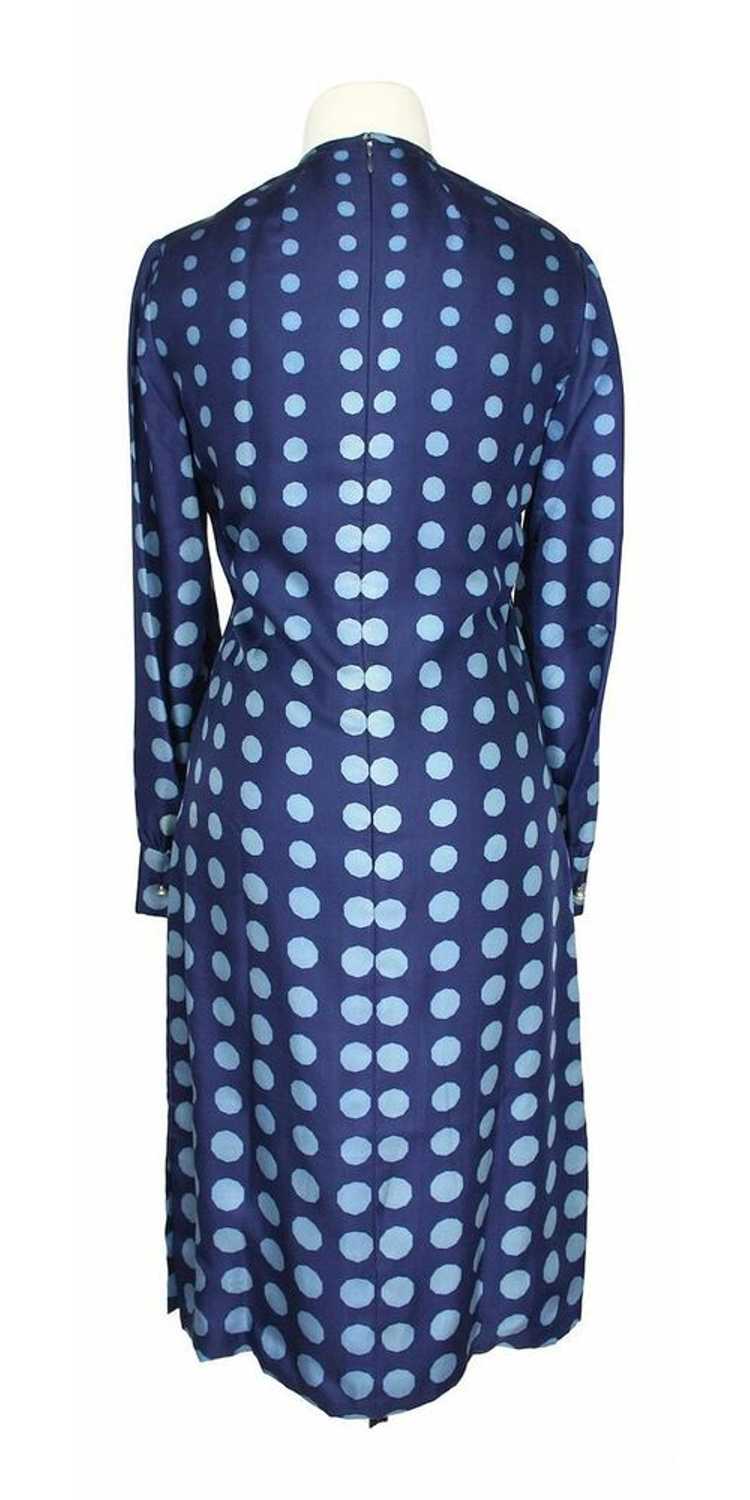 Vintage Adele Simpson 1960s Blue Polka Dot Dress - image 3