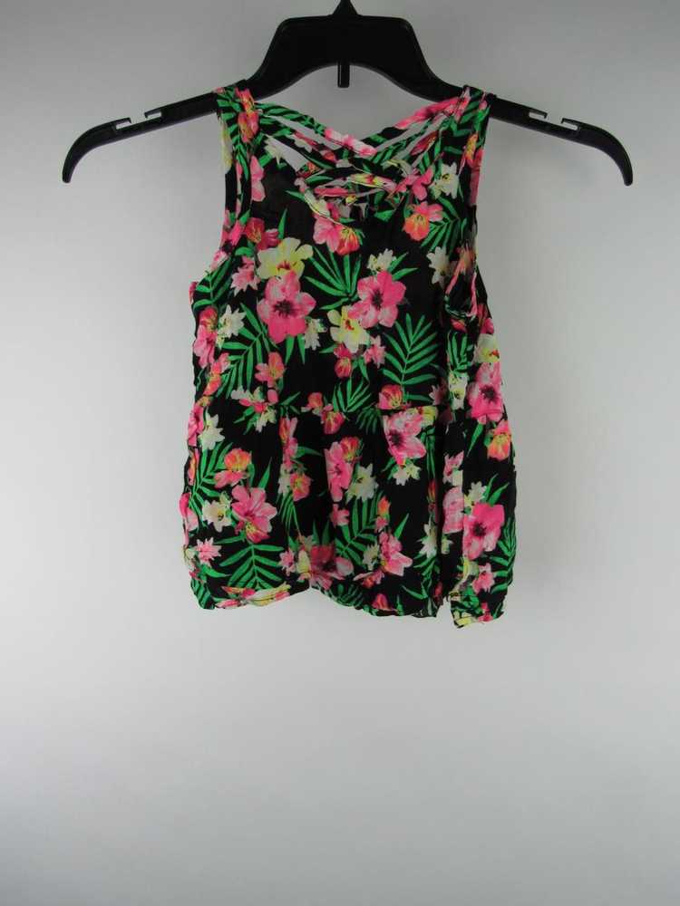 Justice Girl sz 8 Black Rayon Floral Cross Strap … - image 2