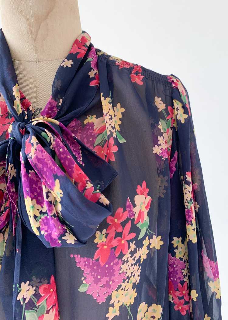 Vintage 1930s Floral Silk Chiffon Dress - image 3
