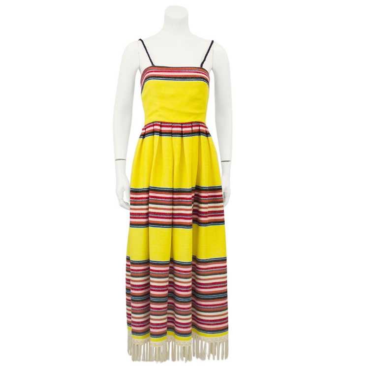 Yellow Mexican Blanket Maxi Dress - image 3