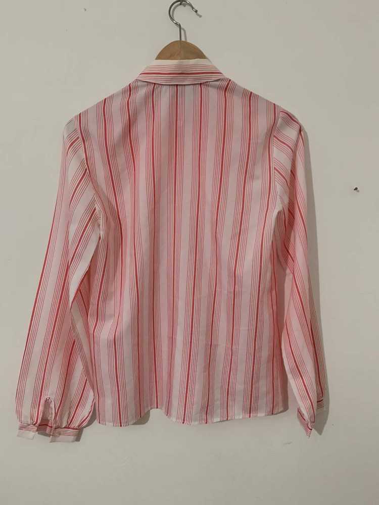 Vintage red Blouse Shirt red and white stripe pat… - image 8