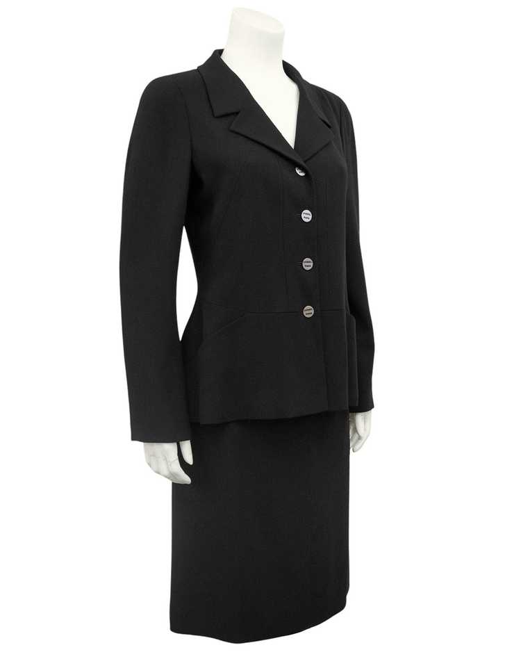 CHANEL Women Black Skirt Suit Wool Blend Houndstooth Print Two Piece Set FR  40 M