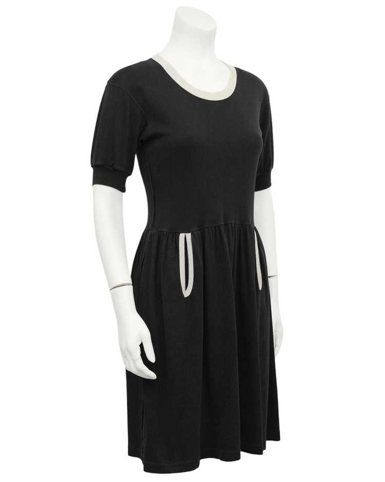 Sonia Rykiel Black Cotton Jersey Dress with White… - image 1