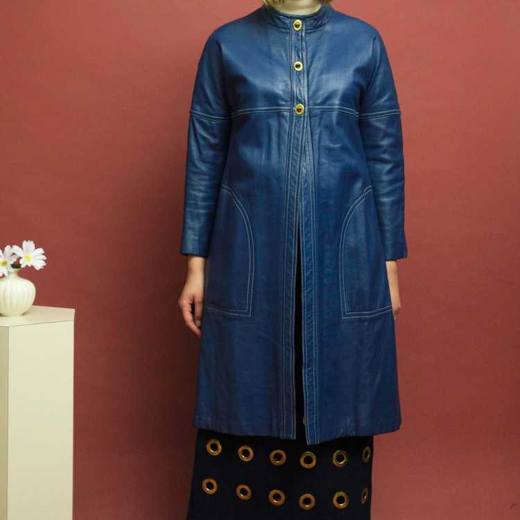 1960s Bonnie Cashin for Sills blue leather coat - image 2