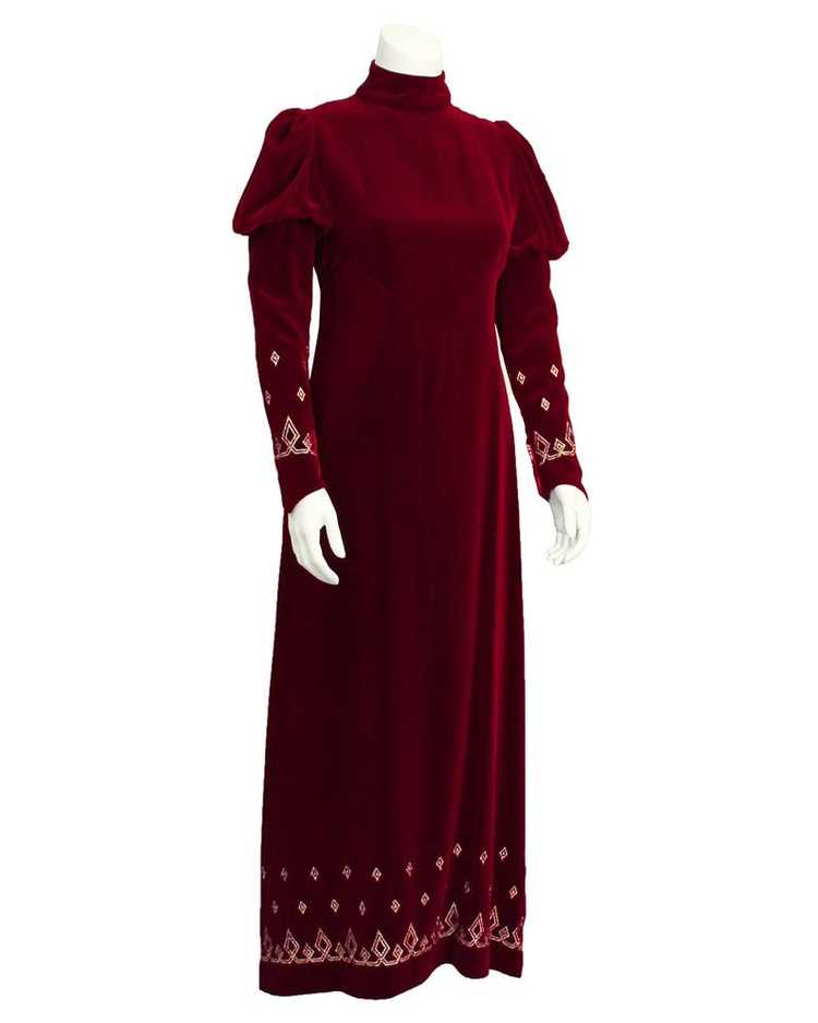 Annacat Red Velvet Gown with Gold & Silver Details - image 1