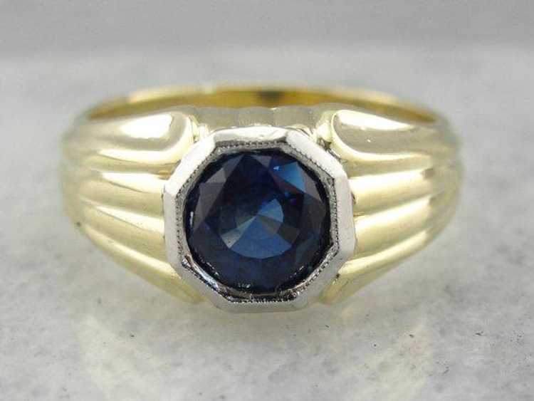 Green Gold and Blue Sapphire High Society Men's R… - image 1