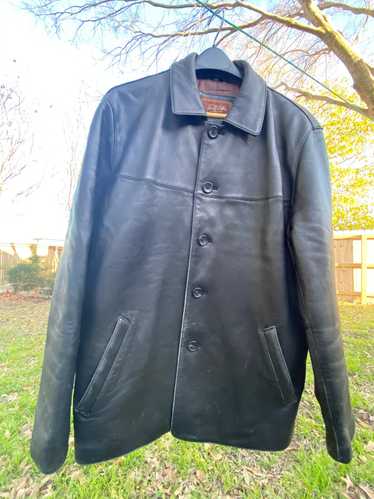 Tasso Elba Tasso Elba Black Leather Buttoned Jacke