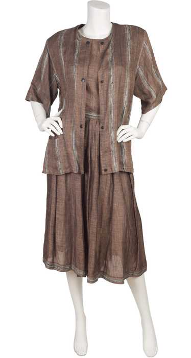 Anne-Marie Beretta 1980s Brown Linen Three-Piece C