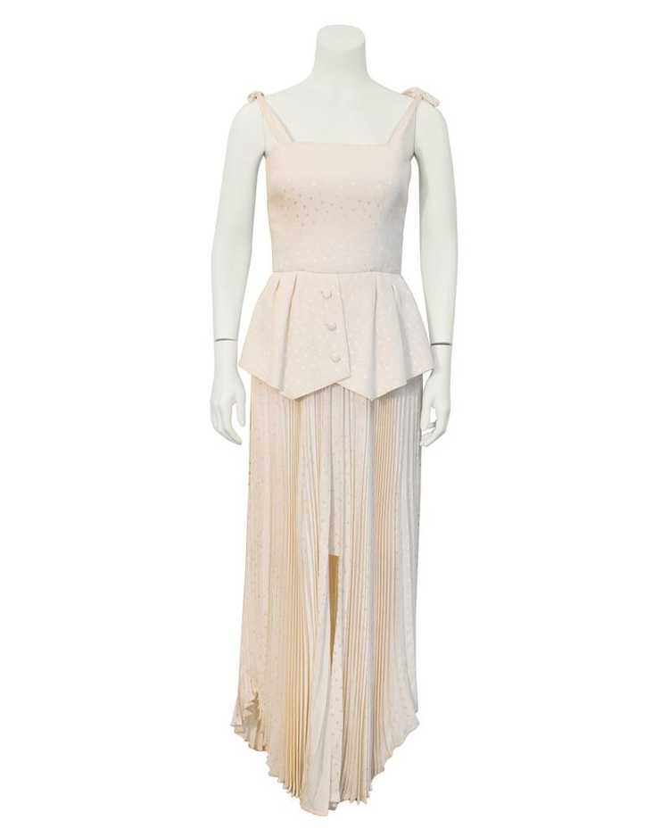 Andre Laug White Silk Peplum Gown - image 2