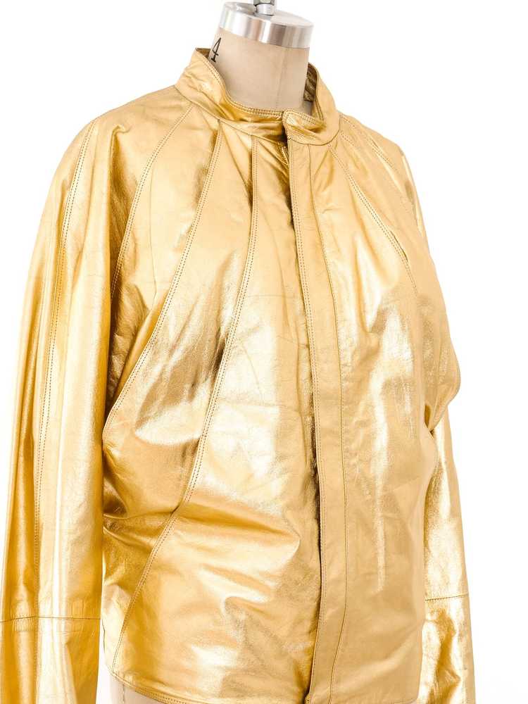Gianni Versace Metallic Gold Leather Jacket - image 4