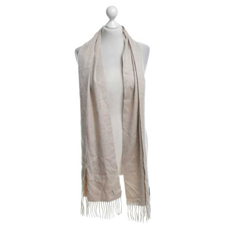 Louis Vuitton Scarf Fur and Cashmere with Beaded Details White