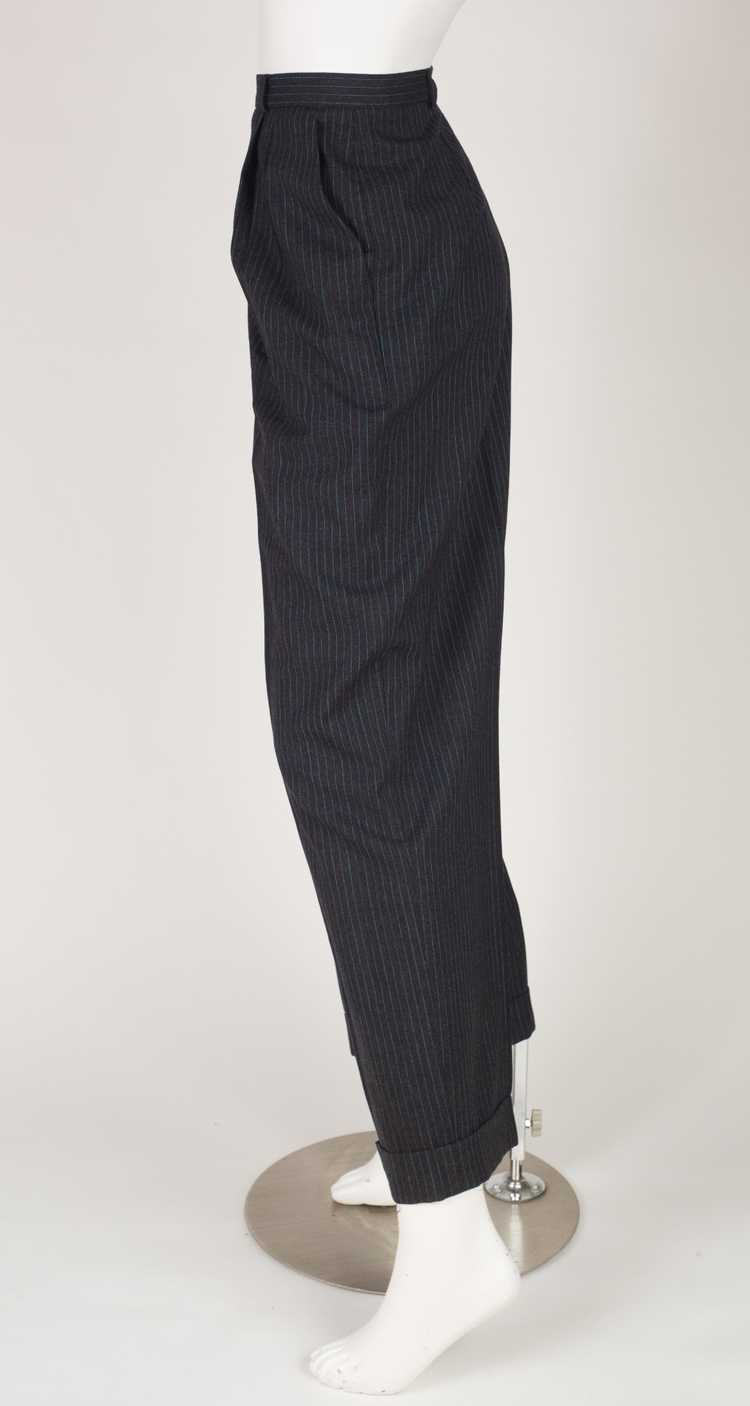 Louis Féraud 1980s Pinstripe Blue & Gray Wool Hig… - image 5