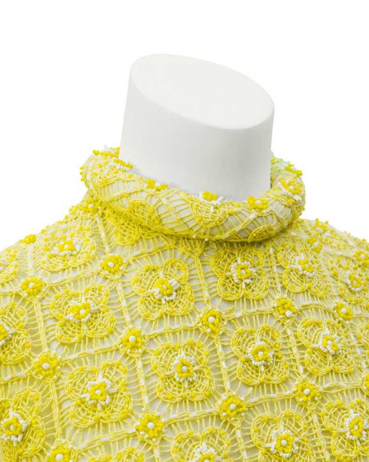 Marty Modell Yellow crochet & beaded evening gown… - image 5