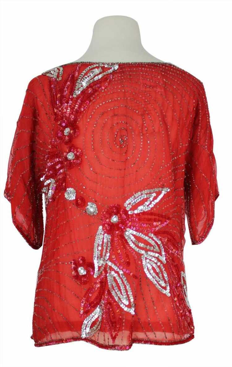 Vintage 1980s Red Sequined Top - image 3