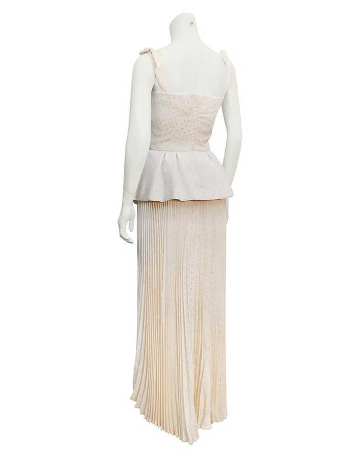 Andre Laug White Silk Peplum Gown - image 3