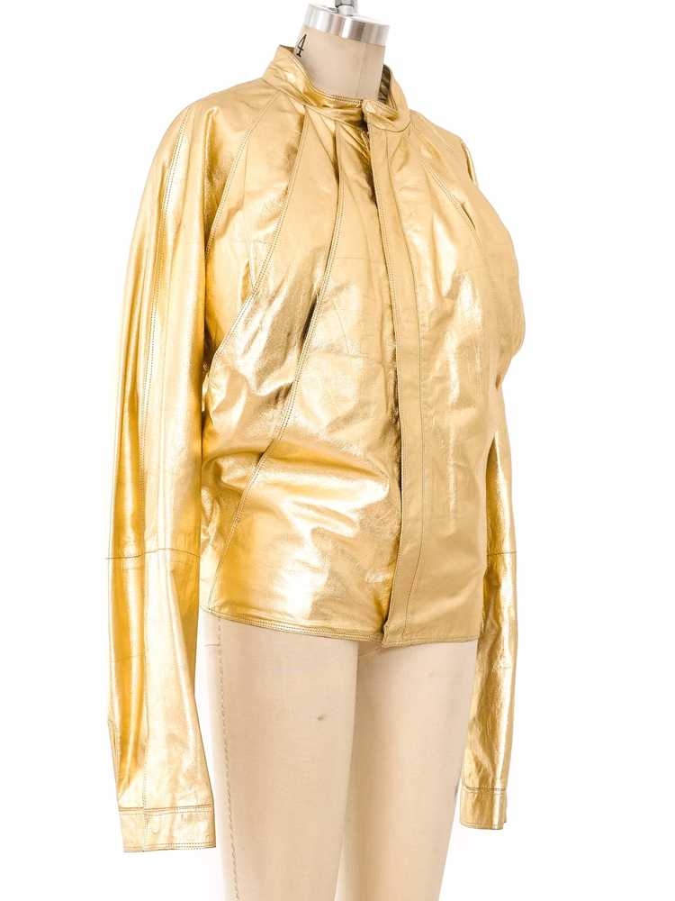 Gianni Versace Metallic Gold Leather Jacket - image 1