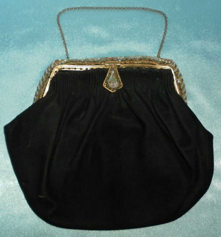 UNIQUE Vintage Stylish Black Velvet, Beaded & Clo… - image 1