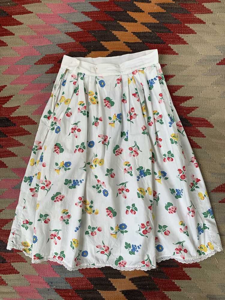 1940s Floral Cotton Skirt - image 7