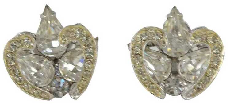 Vintage Tear Drop Rhinestone Earrings - image 1