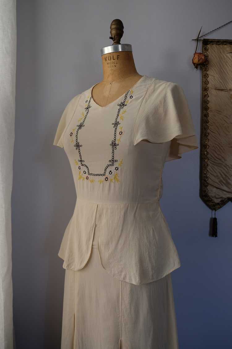 1930s Floral Embroidered Silk Dress - image 7