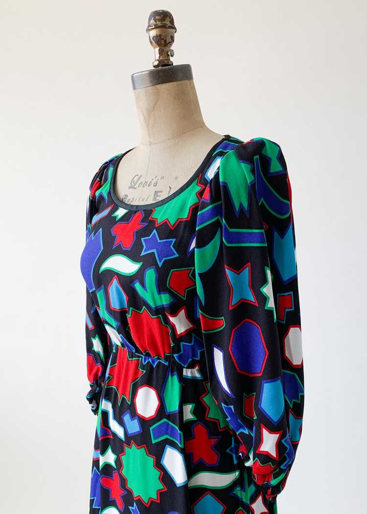 Vintage 1980s YSL Graphic Shapes Silk Dress - image 3