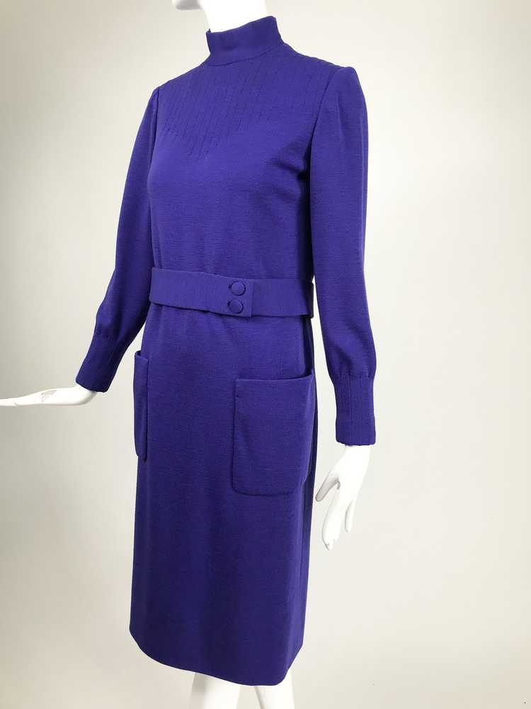 Vintage Norman Norell Heathered Purple Wool Jerse… - image 5
