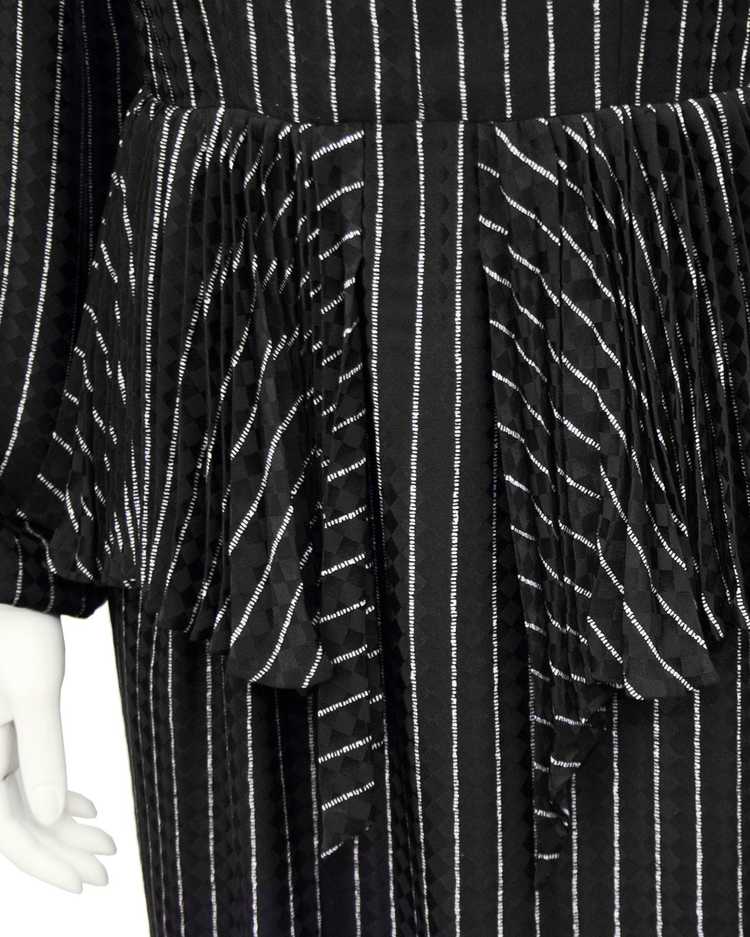 Andre Laug Black Silk Pinstriped Day Dress - image 5