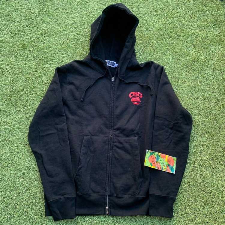 Bape BAPE Red camo Milo embroidery zip up hoodie … - image 1
