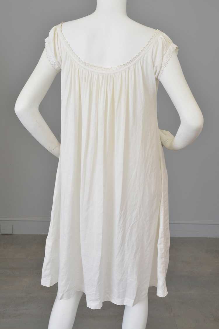 1930s White Linen/Flax Trapeze Peasant Nightie Dr… - image 2