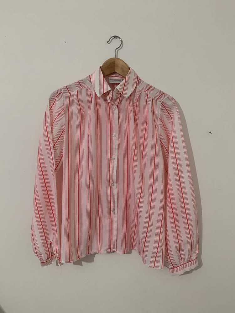 Vintage red Blouse Shirt red and white stripe pat… - image 7