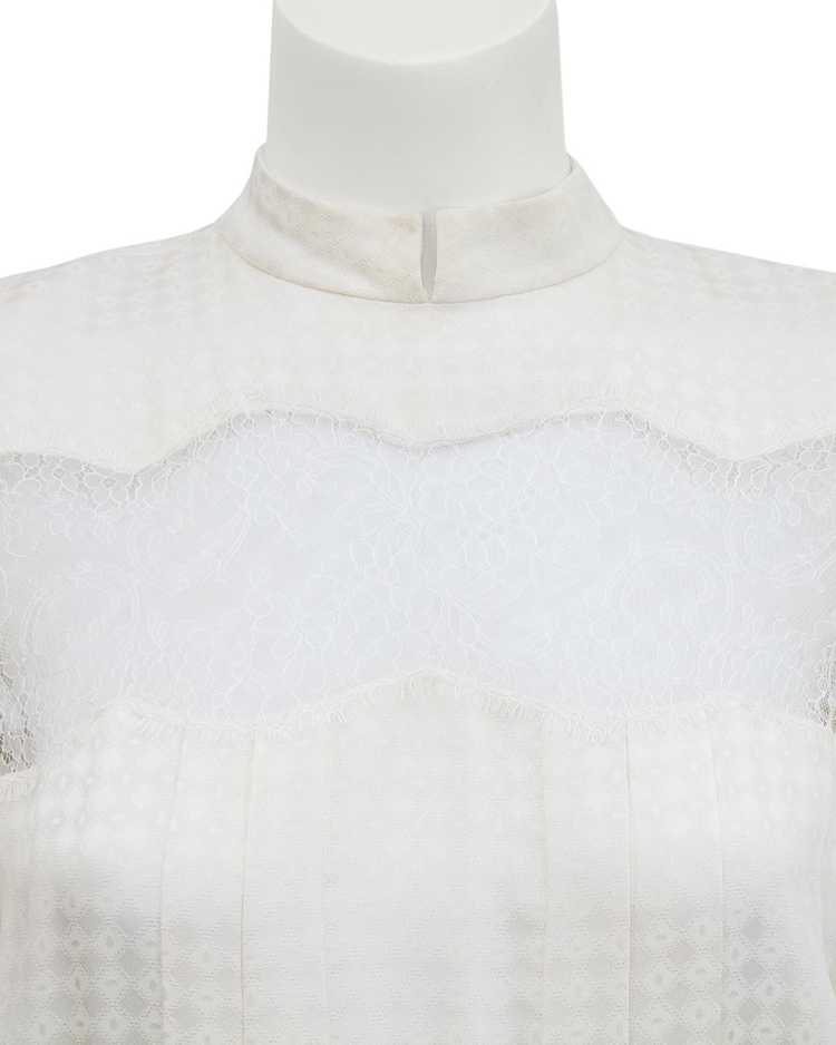 Andre Laug White Silk Jacquard and Lace Dress - image 4