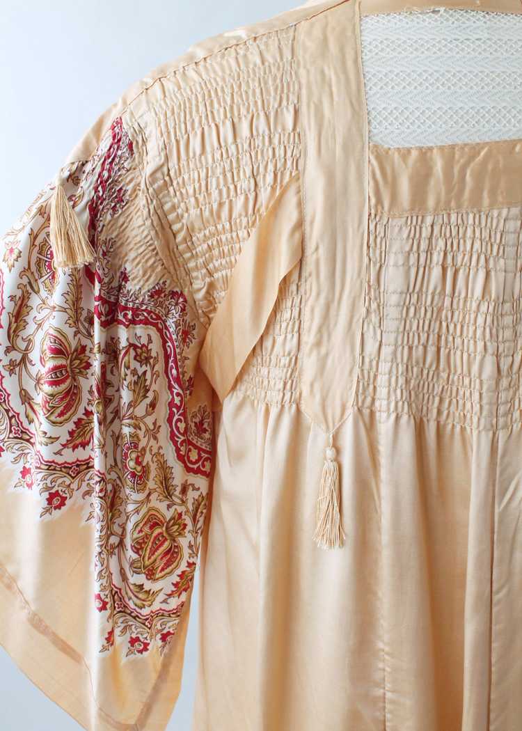 Vintage 1920s Printed Silk Robe with Tassels - image 6