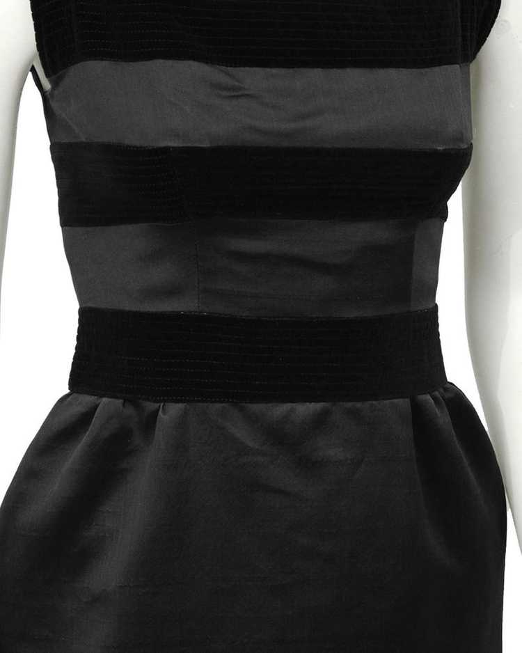 Louis Féraud Black Silk and Velvet Cocktail Dress - image 4