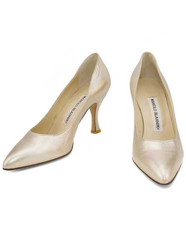 Manolo Blahnik Gold Leather High Heels