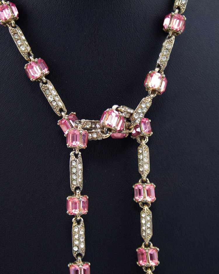 Pink Rhinestone Lariat & Earring Set - image 6
