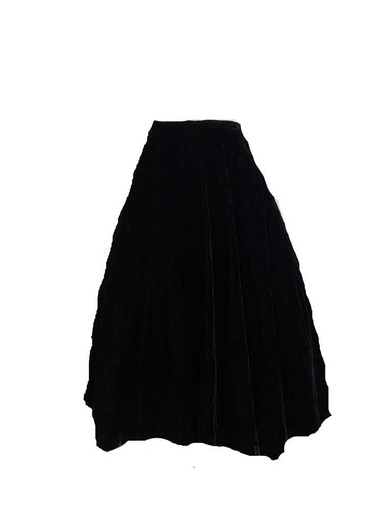 50s Black Velvet Quilted Circle Skirt - image 1