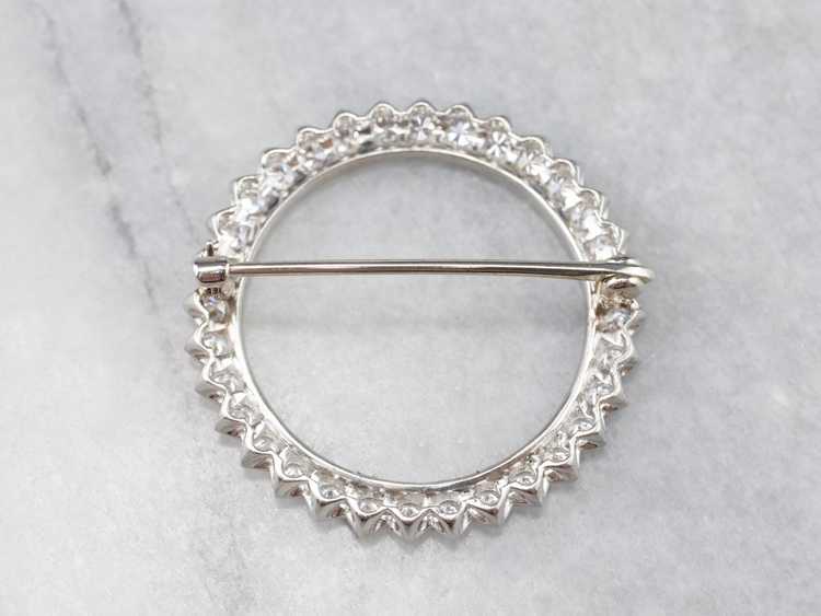 White Gold Vintage Diamond Circle Pin - image 5