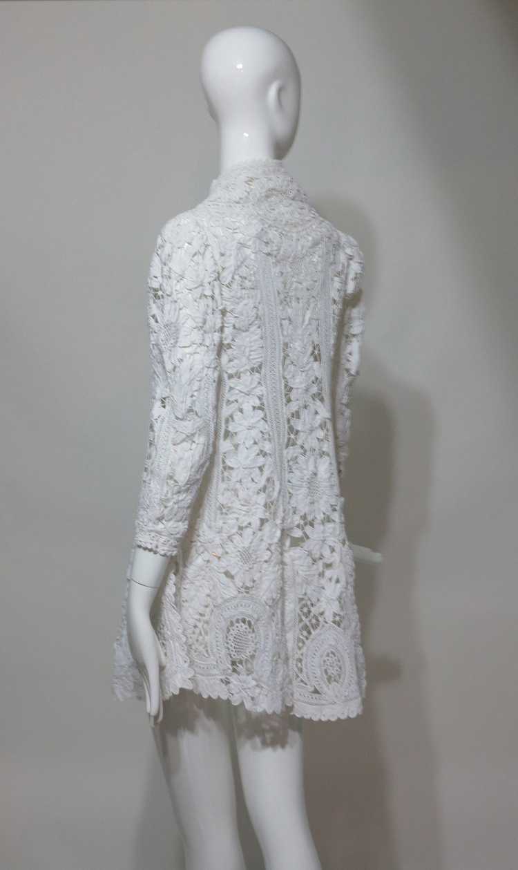 Battenburg white tape lace coat handmade Victorian - image 5