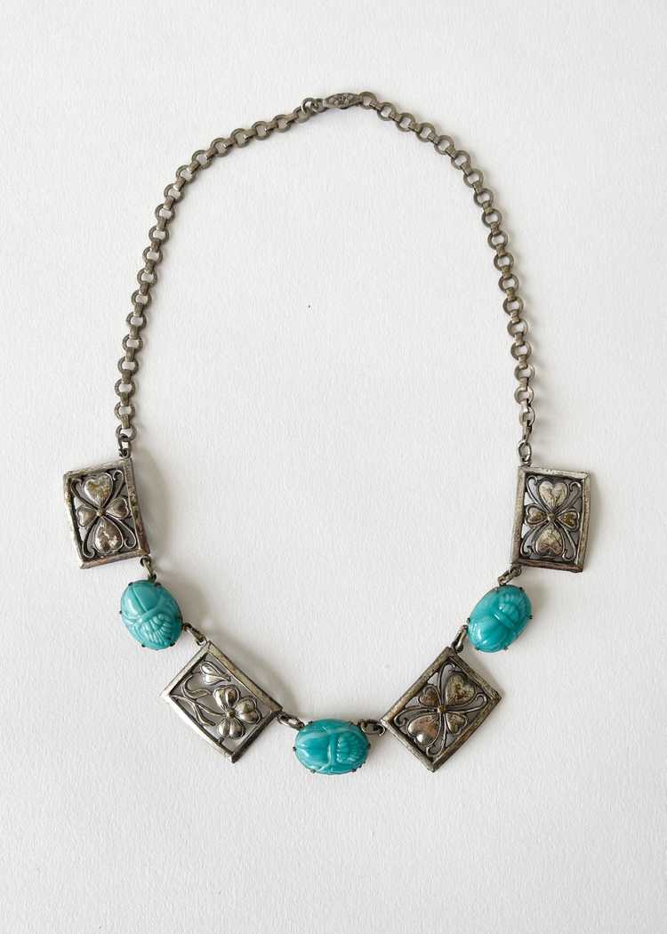Vintage 1930s Egyptian Revival Scarab Necklace - image 2