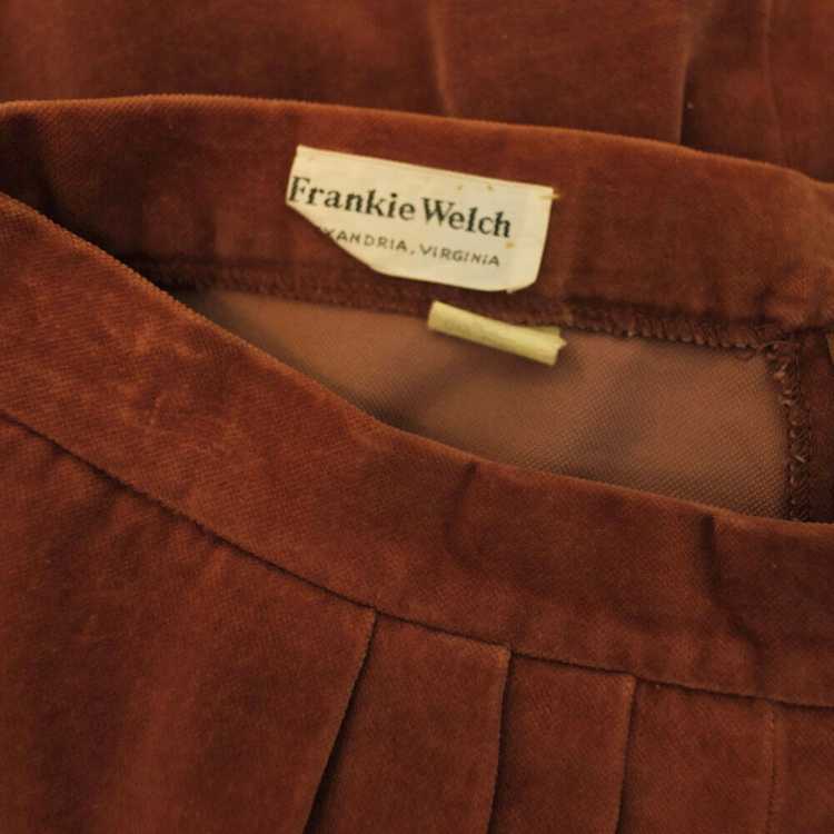 1970s Frankie Welch dusty rose velveteen skirt - image 6
