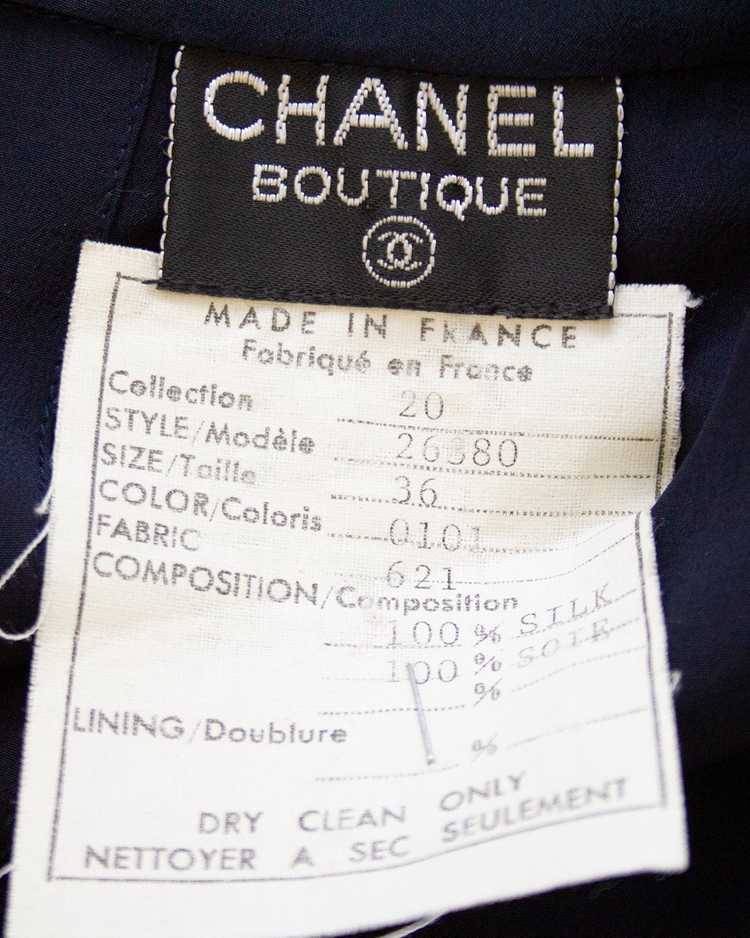 Chanel Navy Blue Silk Blouson Top - image 5