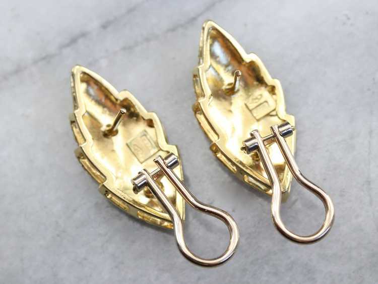 Vintage Gold Leaf Stud Earrings - image 5