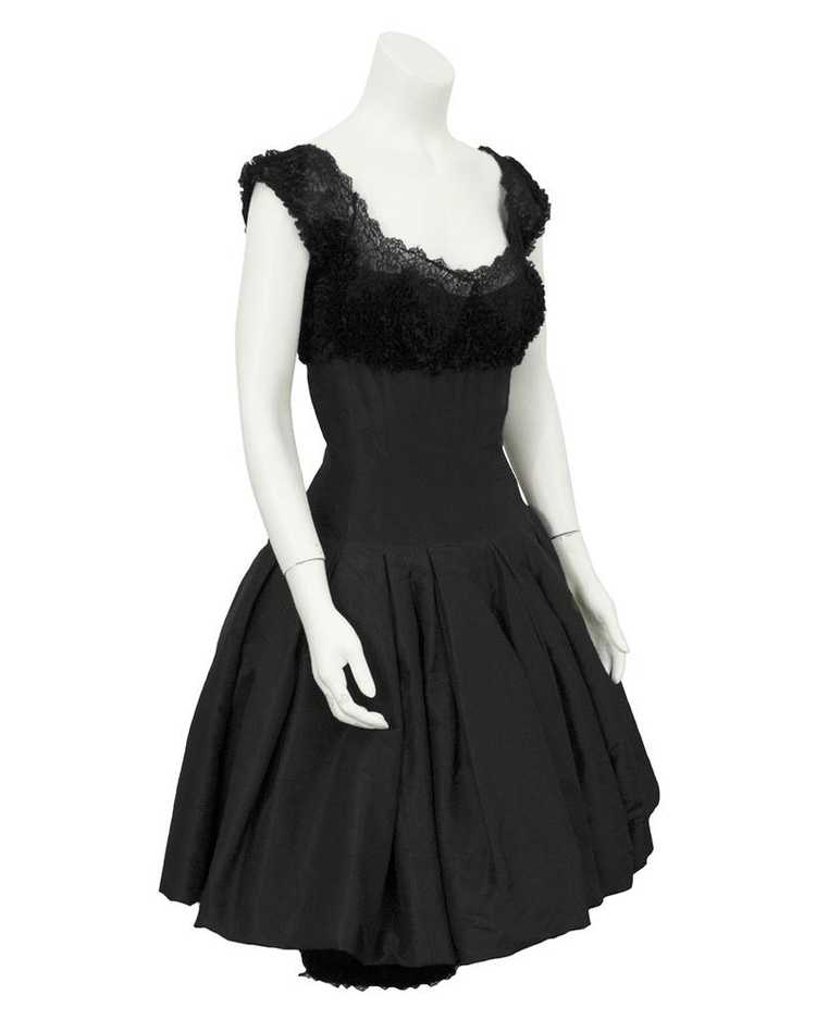 Mignon Black Silk Dress with Lace Bodice - image 1