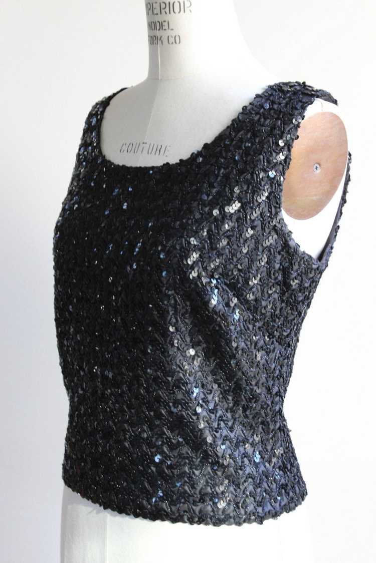 Vintage 1960s Sequined and Beaded Cocktail Top - image 4