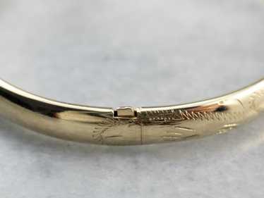 Black Goldtone Etched Bangle Bracelet A51