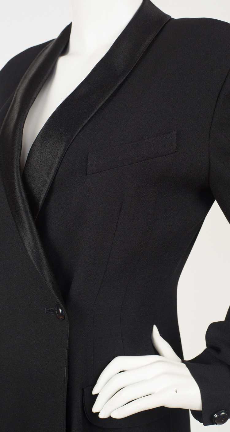 Georges Rech 1980s Tuxedo Style Black Crepe Dress… - image 3