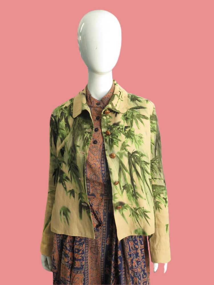 Issey Miyake Linen Silk Bamboo Print Jacket - image 3